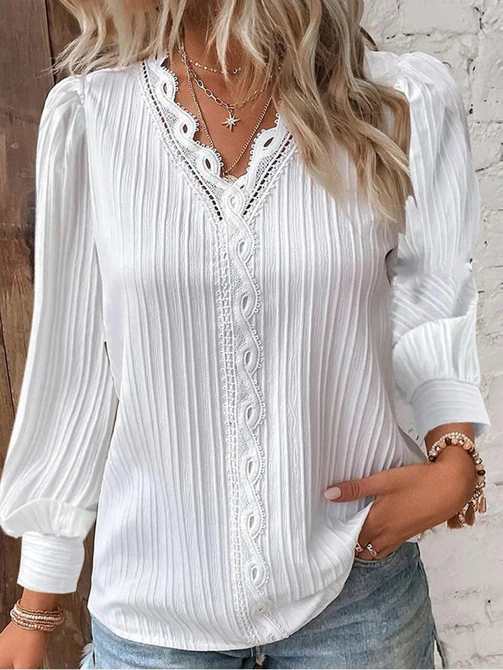 Licia - Blusa con Dettagli in Pizzo in Chiffon