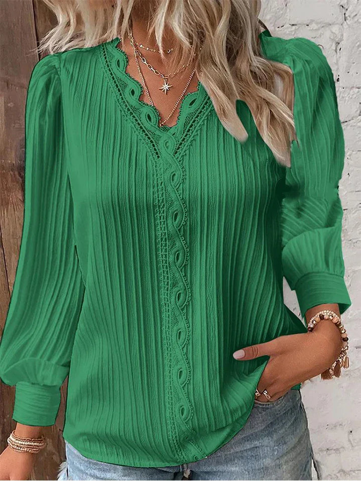 Licia - Blusa con Dettagli in Pizzo in Chiffon