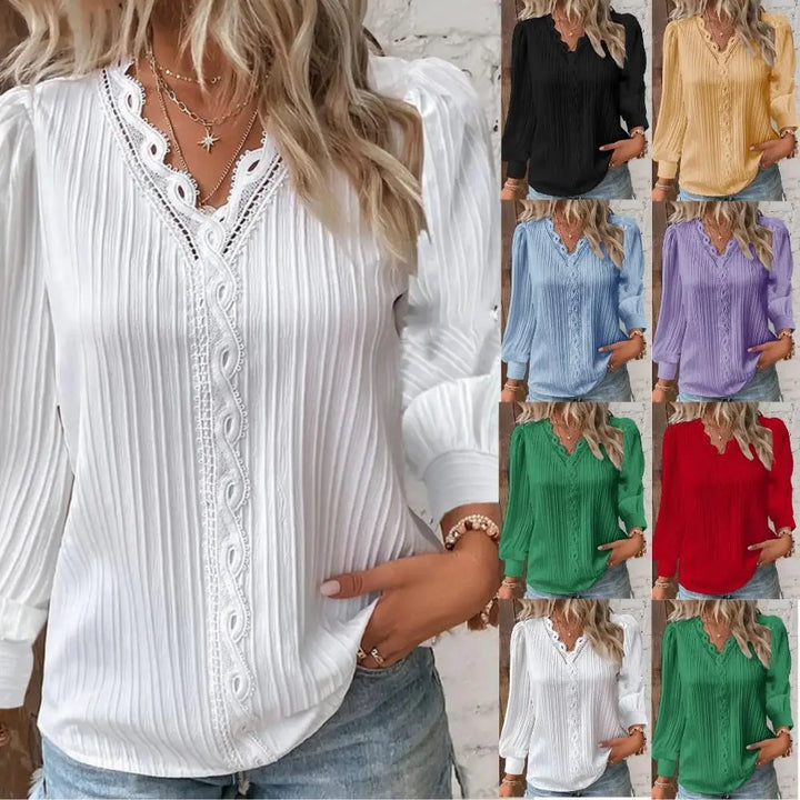 Licia - Blusa con Dettagli in Pizzo in Chiffon