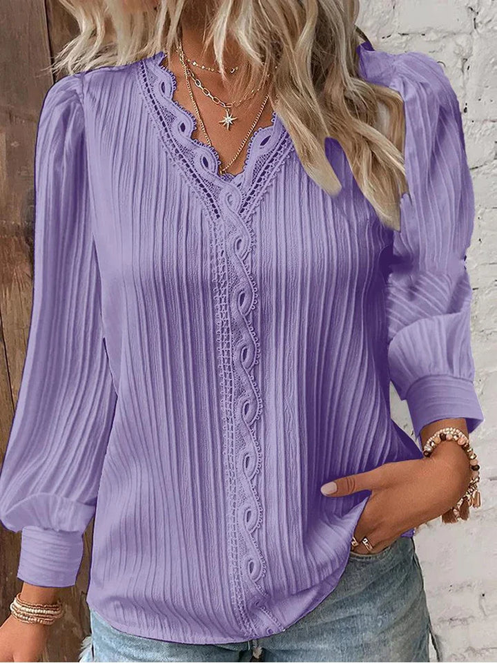 Licia - Blusa con Dettagli in Pizzo in Chiffon