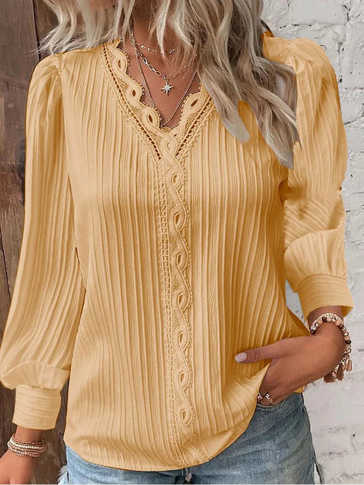Licia - Blusa con Dettagli in Pizzo in Chiffon