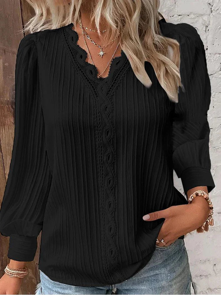 Licia - Blusa con Dettagli in Pizzo in Chiffon