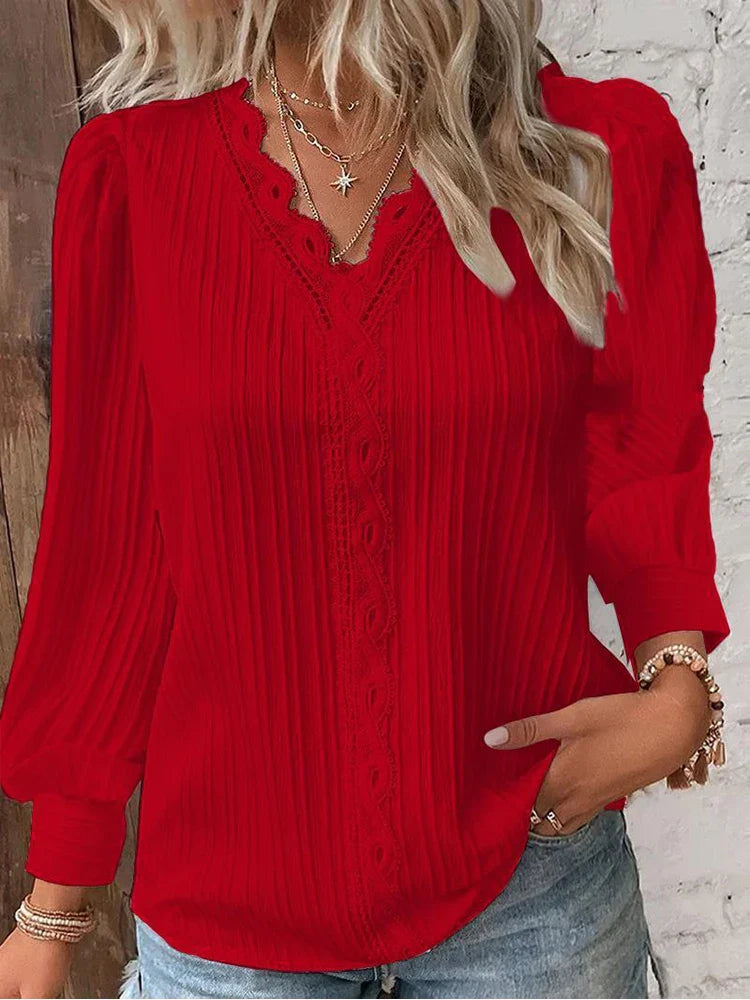 Licia - Blusa con Dettagli in Pizzo in Chiffon