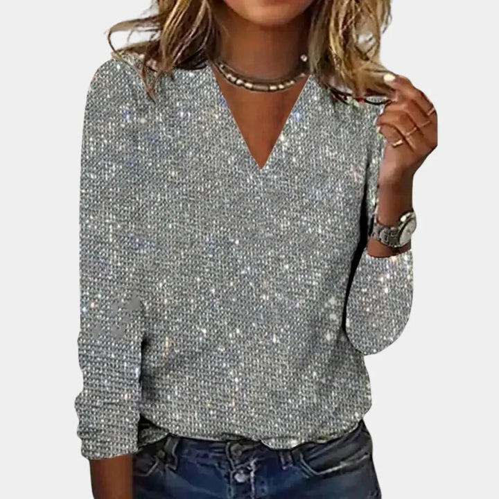 Priscilla - Elegante Maglietta a Manica Lunga Glitter