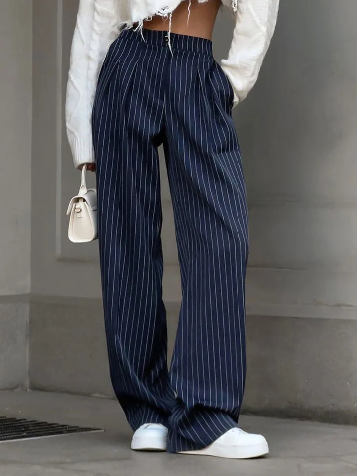 Delfina - Pantaloni casual a righe retro