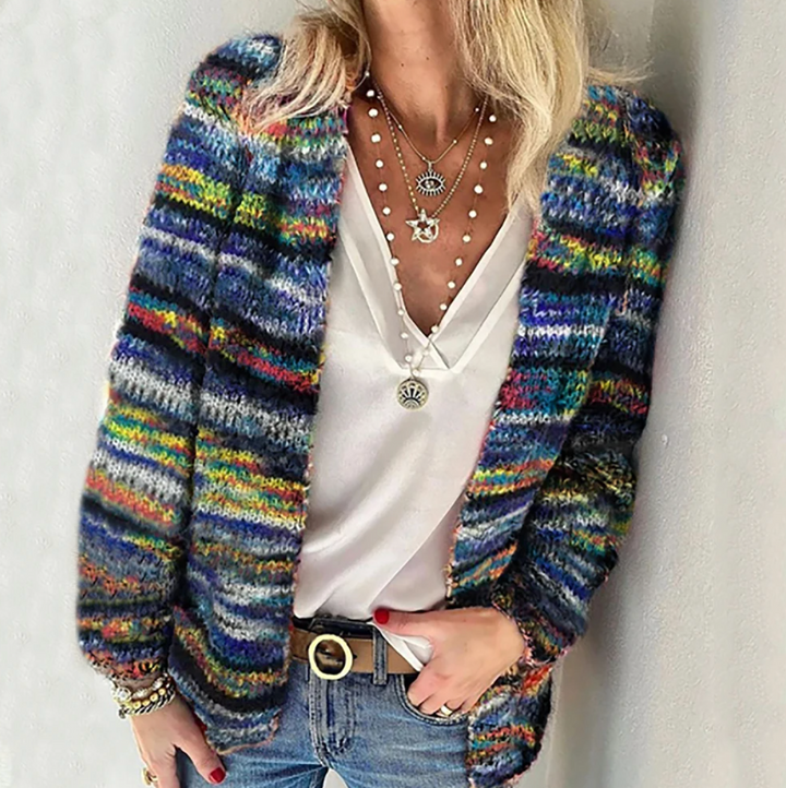 EMILIA - Cardigan a righe in maglia biologica